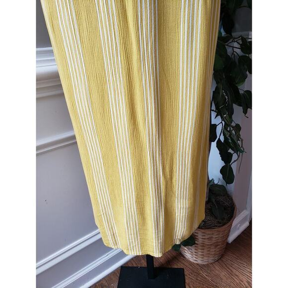 Forever21 Long Maxi Dress Women's S Yellow Striped Lurex Knit Adjustable Straps - Picture 4 of 9